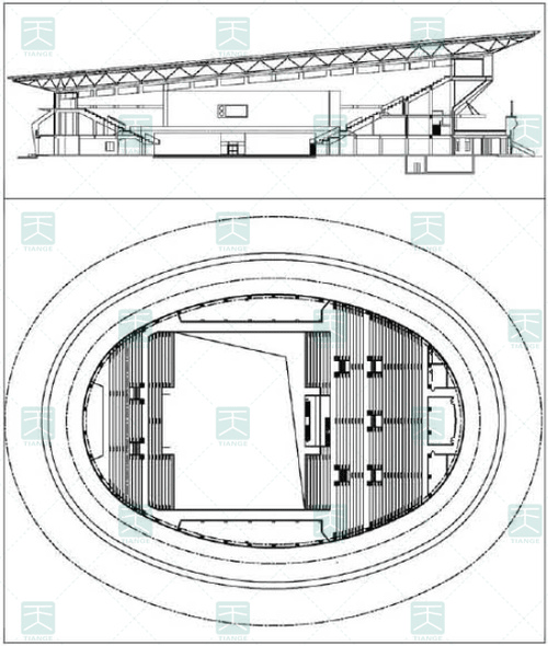 體育館內(nèi)剖面、平面